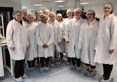 All dressed up to see the silicon detectors being made for the Large Hadron Collider in the Oxford Laboratories.